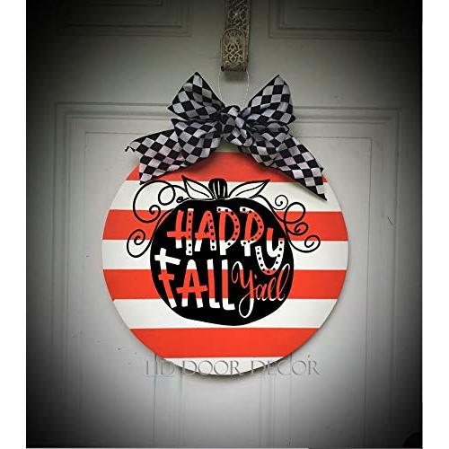 Happy Fall Yall Round wreath thanksgiving pumpkin door hanger