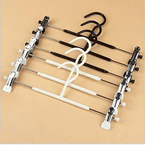 6PCS Pant Hangers For Home & Kitchen , Metal Clothes Hangers With Anti-rust Hook And 2-Adjustable Clips ,Non Slip 360-Degree Swivel Hook With Rack For Slacks ,Trousers, Skirt ,Jeans ,Cap, Towel ,Sock , Gloves ,Velvet