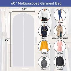 SKYUGLE Clear Garment Bags for Long Dresses 24 x 60 Dress Cover Bag for Dance Costumes Gown Suit Coat Clothes, Prevent Dust, Breathable Washable Garment Cover And Foldable Hanger 6 Pack