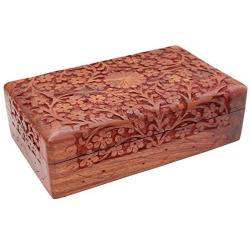 ITOS365 Handmade Wooden Jewelry Boxes Storage Case for Women Jewel Organizer Flower