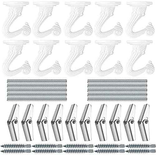 10 Sets Ceiling Hooks - Heavy Duty Swag Hook with Hardware for Hanging Plants Ceiling Installation Cavity Wall Fixing White