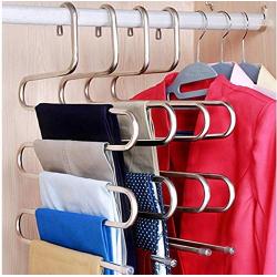 5 Layers S Shape Multifunctional Clothes Hangers Pants Storage Hangers Cloth Rack Multilayer Storage Cloth Hanger 5PC