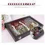 Wuligirl 20 Hooks Necklace Tray Storage Boxes Jewelry Display Stackable Glass Top Lockable Black Velvet Boxes(Necklace Box)