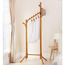 MOJ-YJ Floor Standing Coat Rack Clothes Hat Stand Hanger Hooks Simple Creaive Rod Wood, 60175cm (Color : Log Color)