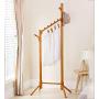 MOJ-YJ Floor Standing Coat Rack Clothes Hat Stand Hanger Hooks Simple Creaive Rod Wood, 60175cm (Color : Log Color)