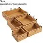 BonusAll 5-Piece Bamboo Storage Boxes Drawer Organizer Set Storage Organizer Divider for Office Desk Supplies and Accessories