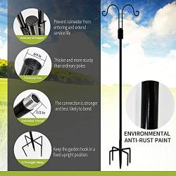 XDW-GIFTS Double Shepherds Hooks for Outdoor, 60 Inch Heavy Duty Two Sided Garden Pole for Hanging Bird Feeder, Plant Baskets, Solar Light Lanterns, Garden Plant Hanger Stands with 5 Base Prongs