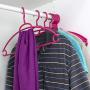 Home Basics Pack of 10 Tubular Plastic Hanger Concave Sides and Center Accessory Hook for Laundry, Closet Heavy-Duty Slim Space Saving, Fuchsia