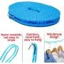 BEAJADE 2-Piece 10 M Clothesline Portable Adjustable for Indoor and Outdoor Laundry Drying, Perfect Windproof Clothes Hanger for Camping & Family Use, 10 M (10M, Blue and Pink)