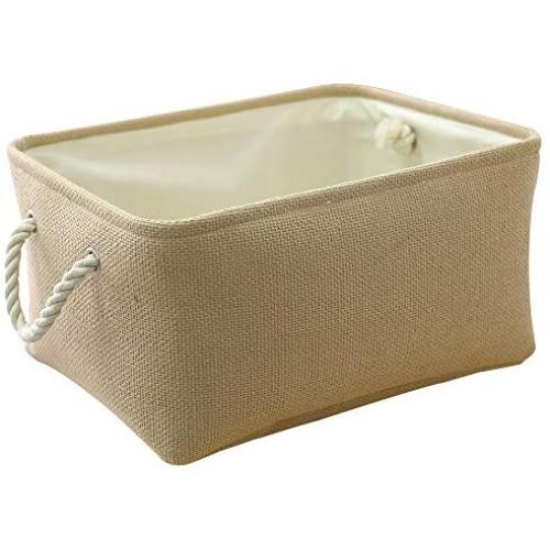 TheWarmHome Decorative Basket Rectangular Fabric Storage Bin Organizer Basket with Handles for Clothes Storage (Beige, 13.8L9.8W6.7H) TheWarmHome Decorative Basket Rectangular Fabric Storage Bin Organizer Basket with Handles for Clothes Storage (Beige, 13.8L9.8W6.7H)