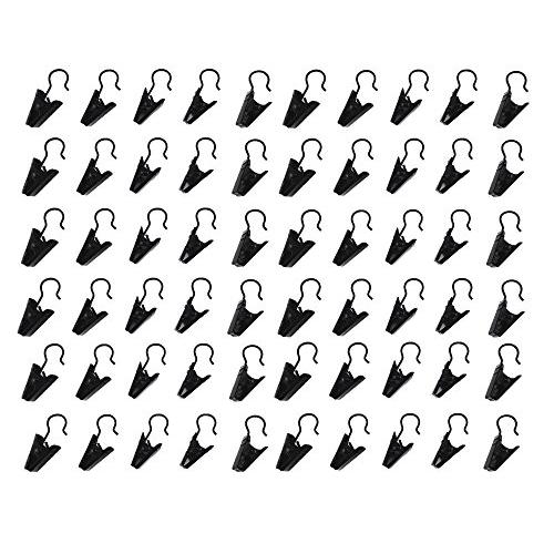yueton 60pcs Black Metal Hook Clips Hanging Curtain Clip Hanger