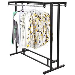 MyGift Stainless Steel Double Rod Hangrail Department Store Style Clothes/Garment Floor Display Rack