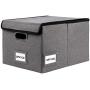 InStorages Collapsible File Boxes Storage Organizer with Lid，Decorative Linen Filing and Letter/Legal Storage Bins Grey(1 Pack)