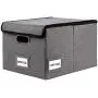 InStorages Collapsible File Boxes Storage Organizer with Lid，Decorative Linen Filing and Letter/Legal Storage Bins Grey(1 Pack)