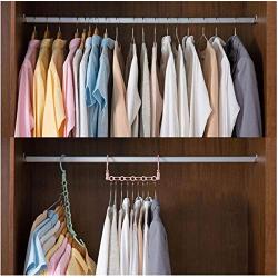 10pcs Random Color Windproof 5 Hole Magic Clothes Hanger Multifunction Clothes Holder Organizer Folding Rotating 5 in 1 Storage Coat Storage Rack