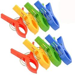 COJOY 8pcs 4.7" Durable Large Beach Towel Clips Plastic Clothespins Clothes Pegs Pins Clothes Hanger Clamp