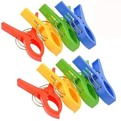 COJOY 8pcs 4.7" Durable Large Beach Towel Clips Plastic Clothespins Clothes Pegs Pins Clothes Hanger Clamp