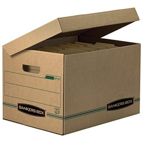 Bankers Boxes SYSTEMATIC Storage Boxes, Standard Set-Up, Attached Flip-Top Lid, Letter/Legal, Case of 12 (12772)