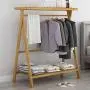 ZHHL Coat Racks, 3 in 1 Fashion Floor-Standing Clothes Stand Multifunction Storage Racks Hangers Bedroom Clothes Rack Bamboo Arts Wardrobe Shoe Rack (Size : 110x45x145CM)