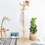 NanaPluz Hat Stand Tree Wood Garments Coat Rack Clothes Hanger Umbrella Holder Hooks Rotating Top Tier, Oak with Ebook