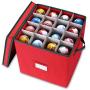 Primode Holiday Ornament Storage Box, 4 Layers, Fits 64 Ornaments Balls, Constructed of Durable 600D Oxford Material Red