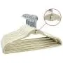 10 Pack Plastic Flocking Clothes Hangers with Hooks Space Saving Notched Hangers Plastic Clothing Hangers with Notches for Bedroom Closet, Ideal for Coat Jacket Sweater Shirt (Beige)