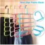 Pants Hangers Holders Multifunction Trousers Hanger Storage Rack Clothes Hanger Tie Scarfs Belt Towel Non-Slip Magic Hanger 10PC Random Color