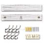 Y&ME YM Coat Hooks Wall Mounted Set of 2,White Rustic Wood Coat Rack with 8 Sturdy Bronze Hooks, White Hanging Wall Coat Hooks Rack for Entryway, Bathroom, Closet Room, 16 x 2.4 x 0.6 Inch