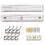 Y&ME YM Coat Hooks Wall Mounted Set of 2,White Rustic Wood Coat Rack with 8 Sturdy Bronze Hooks, White Hanging Wall Coat Hooks Rack for Entryway, Bathroom, Closet Room, 16 x 2.4 x 0.6 Inch