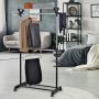 MyGift Adjustable Double Hanger Bar Rolling Garment Rack with Top Shelf