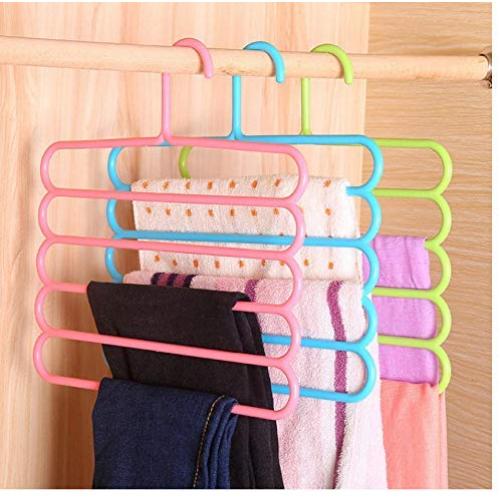 10PC Random Color 5 Layers Non-Slip Multifunctional Clothes Hangers Pants Storage Hangers Cloth Rack Multilayer Scarf Tie Rack Hanger Decoration