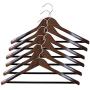 B&C Home Goods Set of 6 Luxury Wooden Hangers - Extra Wide Wood Coat Suit Hangers with Velvet Bar for Coats Clothes and Pants - Wide Shoulder