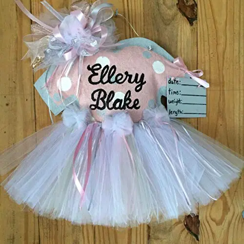 Baby Girl Hospital Door Hanger- Pink and Gray Baby Girl Tutu Door Hanger-Baby Shower