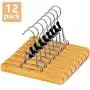 AMKUFO Natural Wooden Pants Hangers with Clips 12 Pack Non Slip Skirt Hangers Trouser Clamp Hanger Solid Wood Hanger with 360° Swivel Hook AMKUFO Natural Wooden Pants Hangers with Clips 12 Pack Non Slip Skirt Hangers Trouser Clamp Hanger Solid Wood Hanger with 360° Swivel Hook