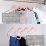 MIZGI Premium Cascading Velvet Hangers (Pack of 50) Heavyduty - Non Slip Hangers with Cascading Hooks Blush Pink/Rose - Copper/Rose Gold Hooks,Space Saving Clothes Hangers (Blush Pink/Rose)