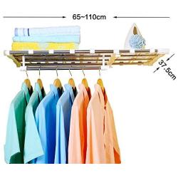 BAOYOUNI Expandable Closet Tension Shelf Rods Adjustable Storage Rack Shelves Organizer Divider Clothes Hanger Holder for Kitchen Cupboard, Wardrobe, Bathroom, Bookcase Compartment, Ivory