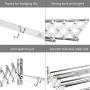 X-cosrack Folding Clothes Drying Rack Wall Mount, Large Retractable 304 Stainless Steel Laundry Drying Rack/Bathroom Towel Rack with Hooks, Rustproof Space-Saving Clothes Hanger for Indoor Outdoor