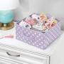 mDesign Soft Fabric Closet Storage Organizer Bin Boxes - Front Handle, for Cube Furniture Shelving Units Bedroom, Nursery, Toy Room - Polka Dot Print - 4 Pack - Light Purple/White