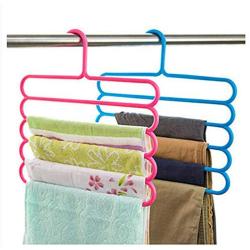 Pants Hangers Holders Multifunction Trousers Hanger Tie Scarfs Belt Towel Non-Slip Magic Hanger Storage Rack Clothes Hanger 5pcs Random Color