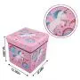 AOTUO Cartoon Collapsible Storage Organizer Ottoman for Kids Bedroom Stool Seat Children Toy Storage Box