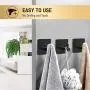 YAKAON Adhesive Hooks, [4 Pack] Heavy Duty Durable 304 Stainless Steel Wall Hangers, Waterproof Rustproof Oil Proof for Kitchen, Bathrooms, Doors, Office, Closet-Black