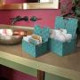 Sorbus Storage Boxes Woven Basket Bin Container Tote Cube Organizer Set Stackable Storage Basket Woven Strap Shelf Organizer Built-in Carry Handles (Lid Bins - 3 Pack, Aqua)