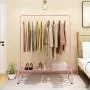 JURMERRY Clothes Rack Metal Garment Racks Pipe Hanging Heavy Duty with Top Rod and Lower Storage Shelf 1-Tier Shelves,(Pink) JURMERRY Clothes Rack Metal Garment Racks Pipe Hanging Heavy Duty with Top Rod and Lower Storage Shelf 1-Tier Shelves,(Pink)