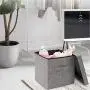 Ranslen Large Decorative Storage Bin with Lid Canvas Fabric Collapsible Storage Boxes Organizer Container with Handle- Grey for Bedroom, Home, Closet, Living Room