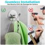 Jekoo Double Prong Robe Hooks, Heavy Duty Coat Hook Retro Cloth Hanger Stainless Steel, Ultra Strong Waterproof Wall Hanger for Keys, Bags, Coat, Towel, Umbrellas on Bathroom Kitchen Shower - 4 Packs