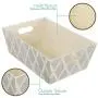 Creative Scents Galliana Decorative Storage Boxes with Moisture-Proof Interior | Heavy Duty Fabric Organizer Bin | Ample Space for Closet Organization, Toys, Laundry, Books & More (Off-White)