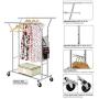 Top_Quality555 Chrome Double Rail Rolling Clothes Rack Clothing Storage Hanger Shelf Garment Stand Heavy Duty