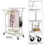 Top_Quality555 Chrome Double Rail Rolling Clothes Rack Clothing Storage Hanger Shelf Garment Stand Heavy Duty