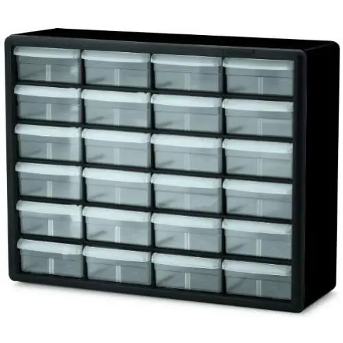 Akro-Mils 10124 24 Drawer Plastic Parts Storage Hardware and Craft Cabinet, 20-Inch x 16-Inch x 6.5-Inch, Black Akro-Mils 10124 24 Drawer Plastic Parts Storage Hardware and Craft Cabinet, 20-Inch x 16-Inch x 6.5-Inch, Black