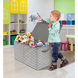 Sorbus Toy Chest with Flip-Top Lid, Kids Collapsible Storage for Nursery, Playroom, Closet, Home Organization, Large (Pattern - Chevron Gray)